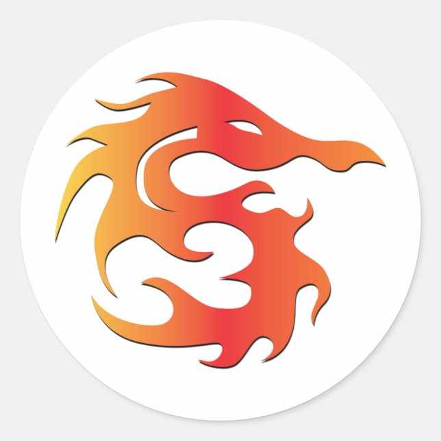 Feuerdrache Runder Aufkleber (Vorderseite)