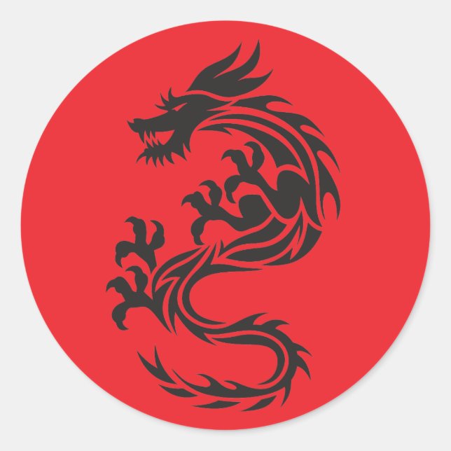 Feuerdrache Runder Aufkleber (Vorderseite)