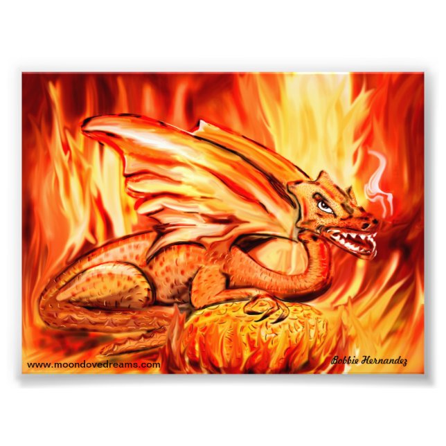 Feuerdrache und Ei Fotodruck (Vorne)
