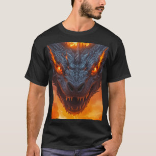 Feuerdrache unter Vollmond-Fantasie T-Shirt