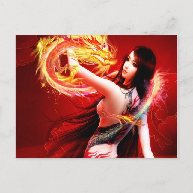FeuerdrachenGirl Postkarte (Vorderseite)