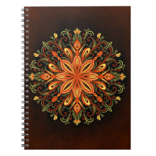 Feuerelement Mandala - Kaleidoskopisches Flammenkr Notizblock