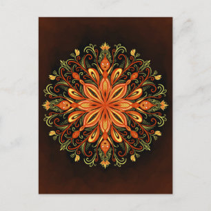 Feuerelement Mandala - Kaleidoskopisches Flammenkr Postkarte