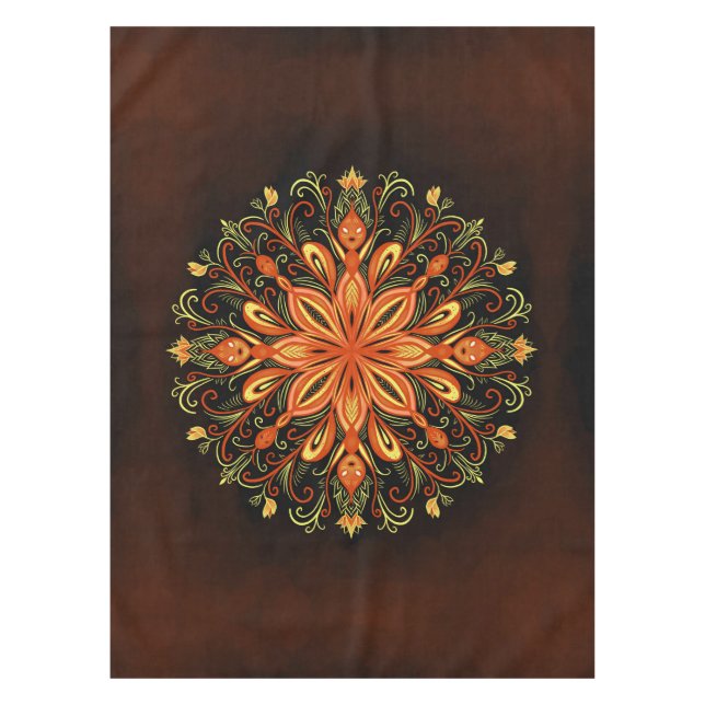 Feuerelement Mandala - Kaleidoskopisches Flammenkr Tischdecke (Vorderseite)