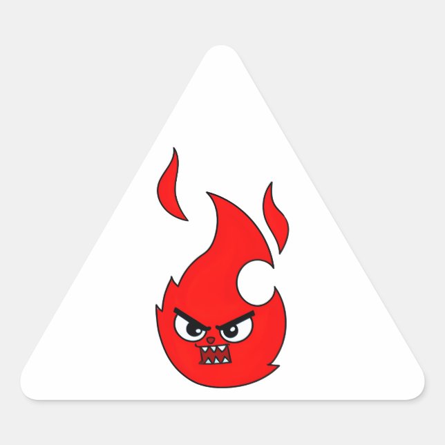 Feueremoji-lustige Geschenke Dreieckiger Aufkleber (Vorderseite)