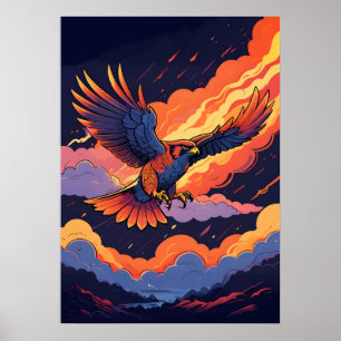 Feuerfalken in Flight - Epic Sky Art mit Kühle Col Poster