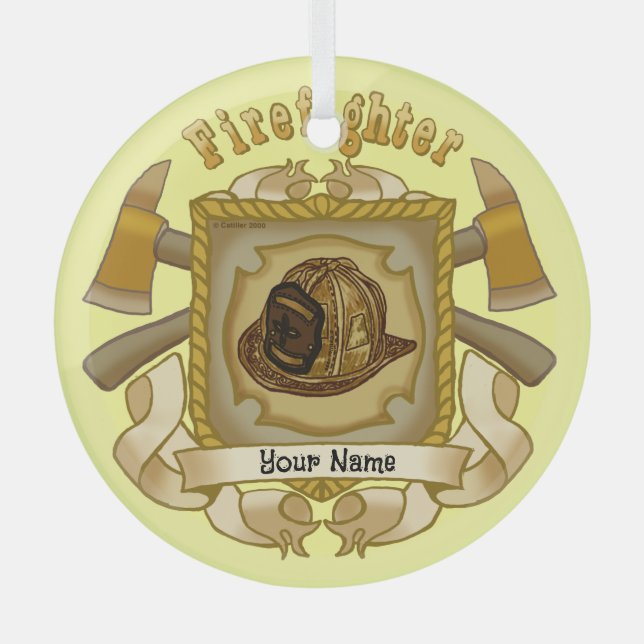 FeuerFighter-Ax-Schild-Verzierung Ornament Aus Glas (Vorderseite)
