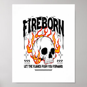 Feuergeborener Totenkopf Urban Streetwear Poster