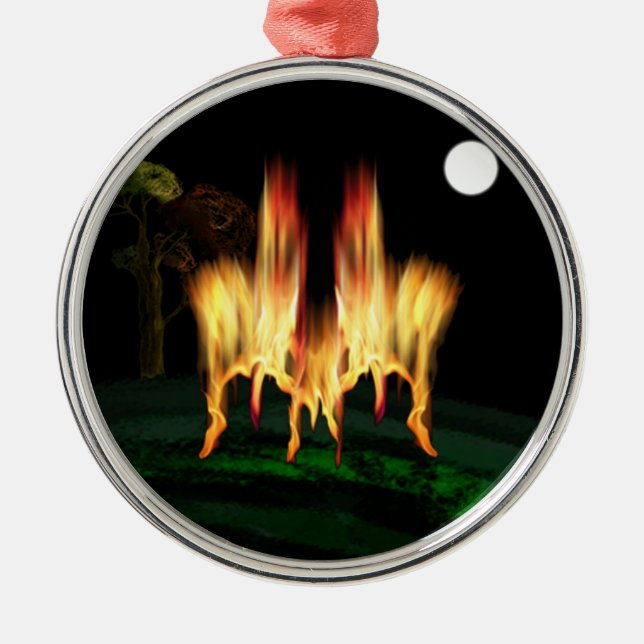 Feuergefahr Silbernes Ornament (Vorne)
