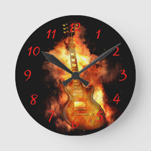 Feuergitarre Runde Wanduhr