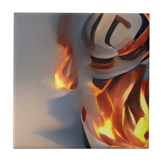 Feuergraue abstrakte Grafik Fliese (Vorderseite)