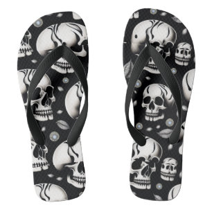 Feuerhaarblau und weißer Schädel Flip Flops