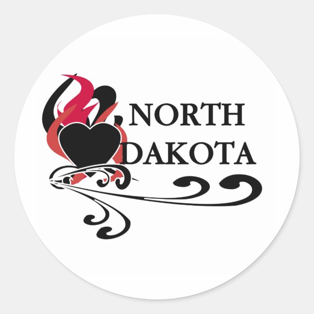 Feuerherz North Dakota Runder Aufkleber (Vorderseite)