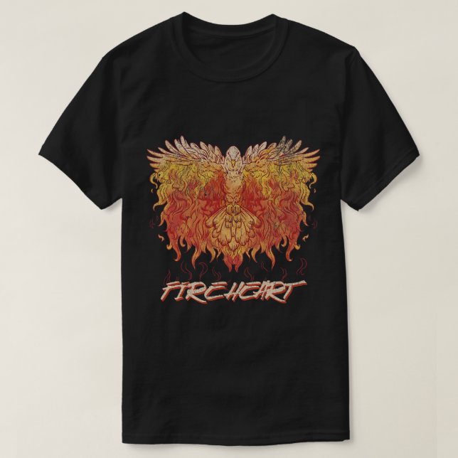 Feuerherz Phoenix Bird Fire Liebe Mythische Magie  T-Shirt (Design vorne)