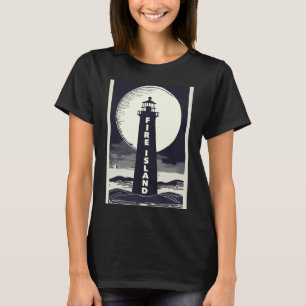 Feuerinsel Leuchtturm New York Mond T-Shirt