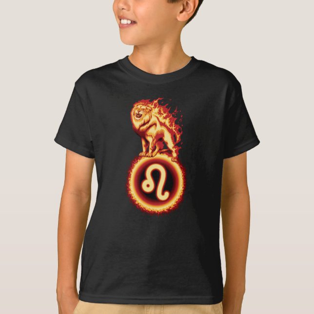Feuerioniksymbol - Leo Zodiac Sign T - Shirt (Vorderseite)