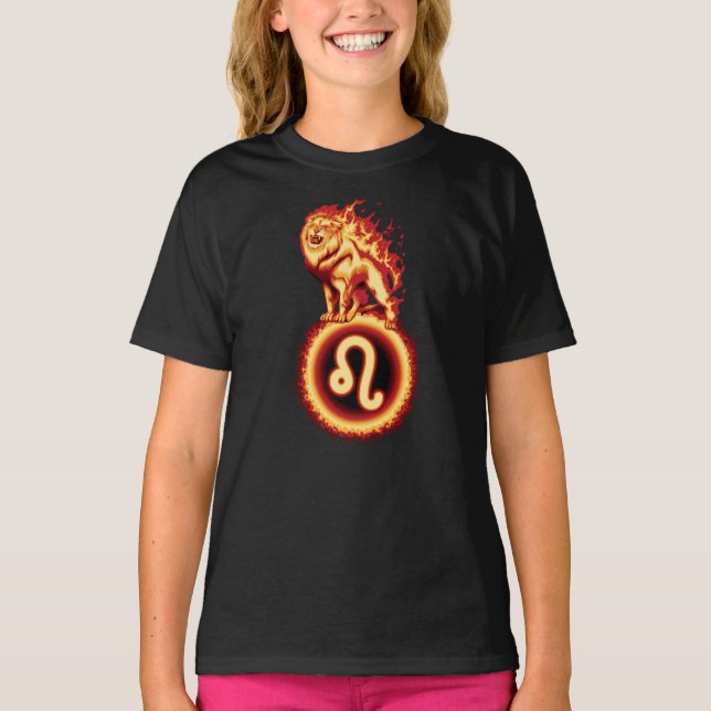 Feuerioniksymbol - Leo Zodiac Sign T - Shirt (Vorderseite)