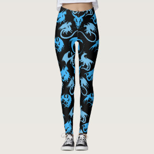 Feuerklappen Muster LBlue Black BG Leggings