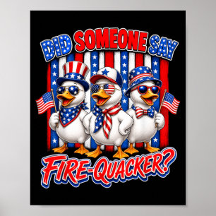 Feuerknaller Patriotische Ente Amerikanische Flagg Poster