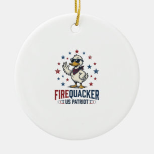 Feuerknaller Patriotische Ente Vintage-Shirt-Desig Keramik Ornament