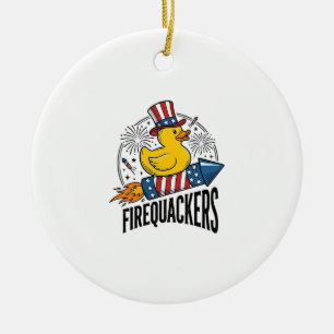 Feuerknaller Patriotische Enten-Feuerwerk-Shirt-De Keramik Ornament