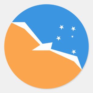 Feuerland-Flagge. Patagonia, Argentinien Runder Aufkleber