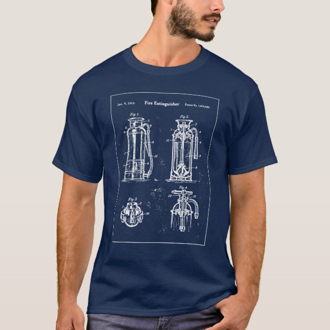 Feuerlöscher Blaupause Geschenk T-Shirt (Vorderseite)