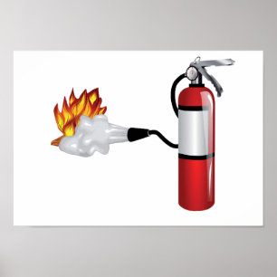 Feuerlöscher, der heraus Feuer-Plakat setzt Poster