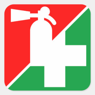 Feuerlöscher / Erste-Hilfe-Dekodierungen Quadratischer Aufkleber