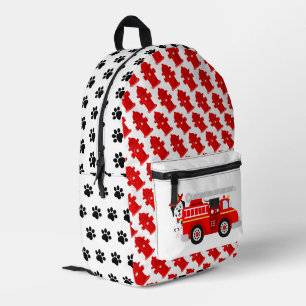 Feuerlöscher und sein Feuerwehrauto Bedruckter Rucksack