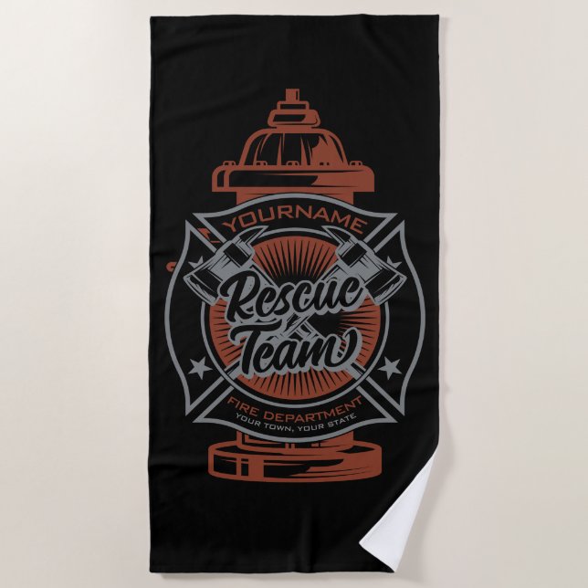 Feuerlöschhilfe-Team Strandtuch (Vorderseite)