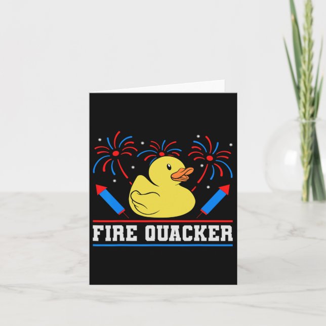 Feuerlöschkautschuklateuhn am 4. Juli Feuerwerk Karte (Vorderseite)