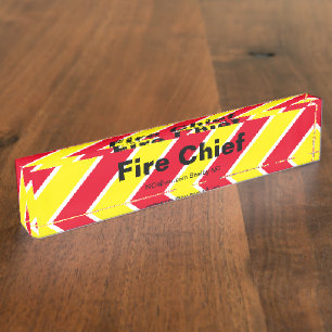 Feuerlöschleitung Rot/Weiß/Gelber Schreibtisch Namensplakette