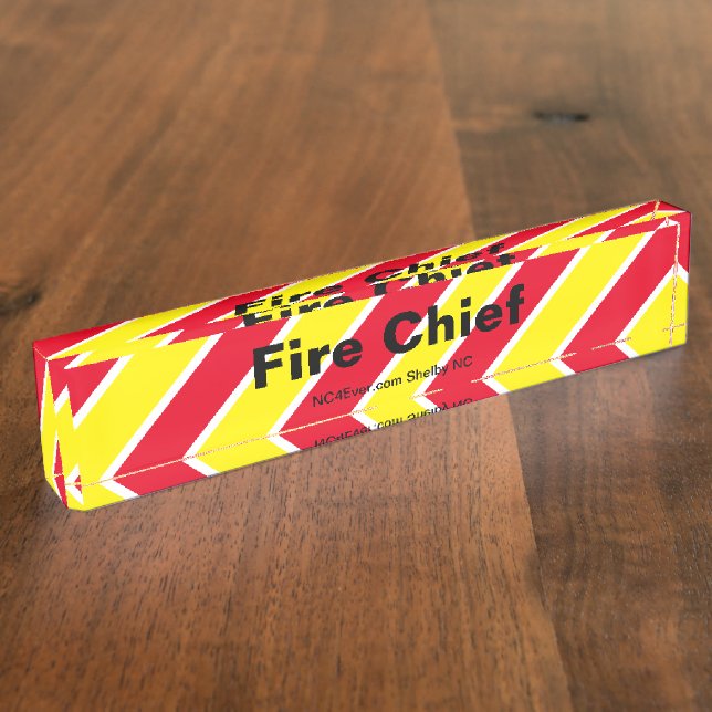 Feuerlöschleitung Rot/Weiß/Gelber Schreibtisch Namensplakette (Seite)
