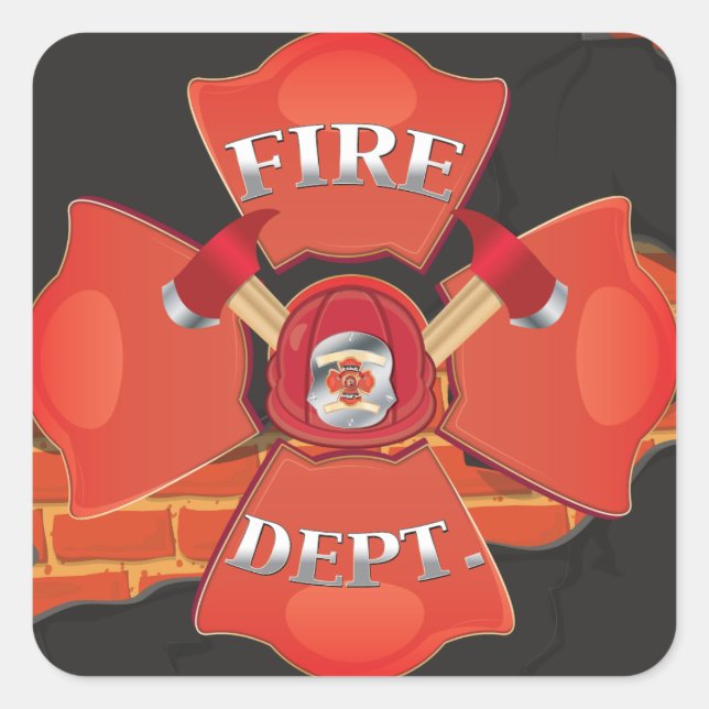 Feuerlöschlogos Quadratischer Aufkleber (Vorderseite)