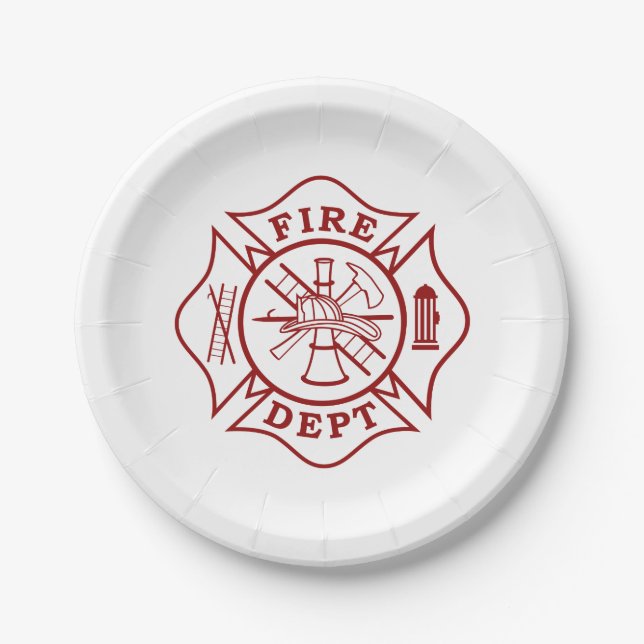 Feuerlöschpapier / Feuerwehrpapier-Teller 7" Pappteller (Vorderseite)