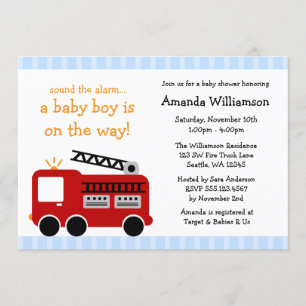 Feuerlöschstreifen Boy Baby Shower Einladungen