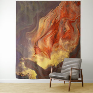 *~* Feuermarmorflame Gelbe Abstrakte Kunst Wandteppich