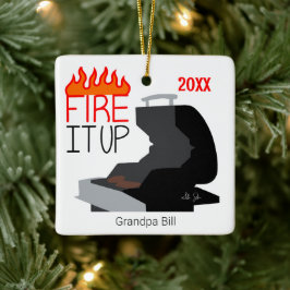 Feuern Sie es in Flammen und Grill Personalisiert Keramikornament