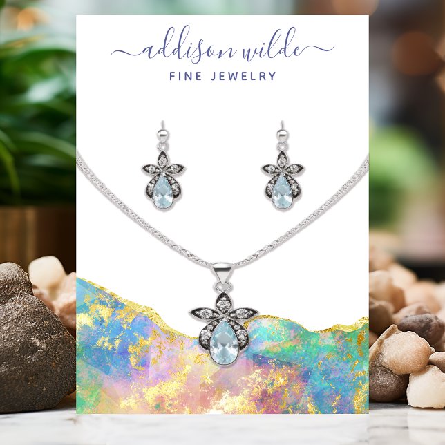 Feueropal-Rainbow-Edelstein-Netzklace-Display-Kart Visitenkarte (Von Creator hochgeladen)