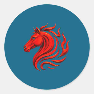 Feuerpferd Chinesisches Sternzeichen-Symbol Runder Aufkleber