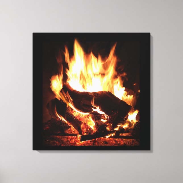 Feuerplatz-Flammenwall-Kunst Leinwanddruck (Vorderseite)