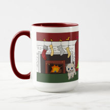 Feuerplatz Kätzchen Weihnachten Tasse Traum groß
