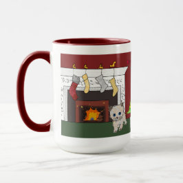 Feuerplatz Kätzchen Weihnachten Tasse Traum groß