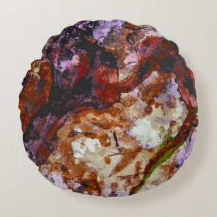Feuerquarz-Kristall-Geode-Marmor Abstrakt Rundes Kissen