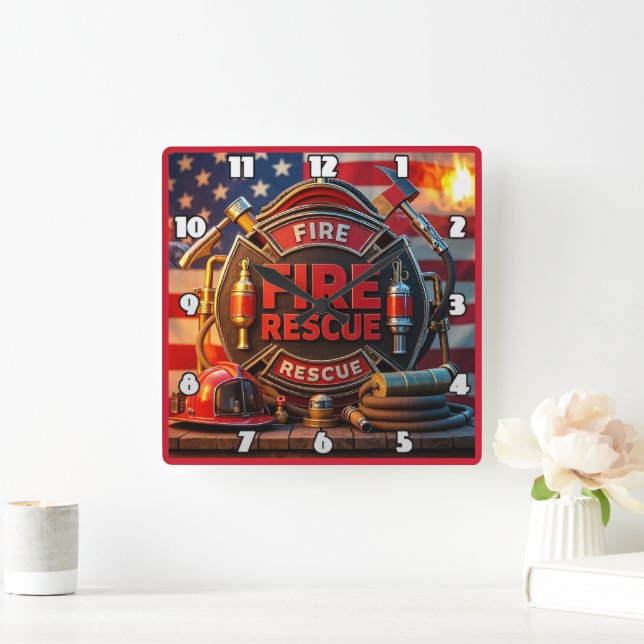 Feuerrettung Heldentribute Wal Quadratische Wanduhr (Zuhause)