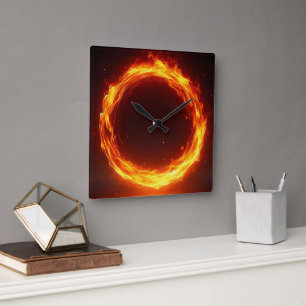 Feuerring Quadratische Wanduhr