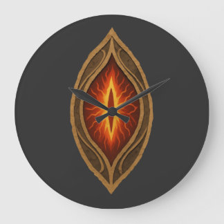 Feuerrotes Feuer-Auge-Dunkler-Herr-Fantasie-Emblem Große Wanduhr