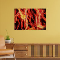 Feuerrotes Gold-Kunstposter für Abstrakte Flammen