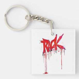 Feuerrotes RACK Graffiti-Drip-Urban-Streetwear-T-S Schlüsselanhänger